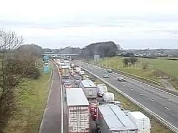 Traffic is at a standstill on the M6 at junction 33 (Lancaster) after a collision this morning.