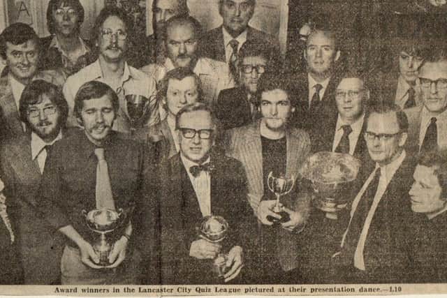 Quiz League award winners as pictured by the Lancaster Guardian in 1977.