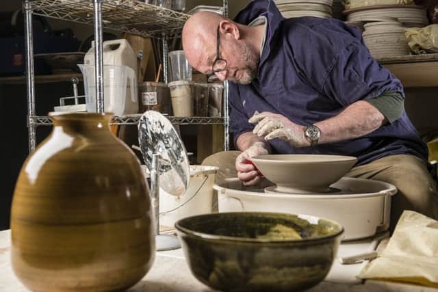 Martin Miles-Moore at the potter's wheel. Picture: Phil Rigby.