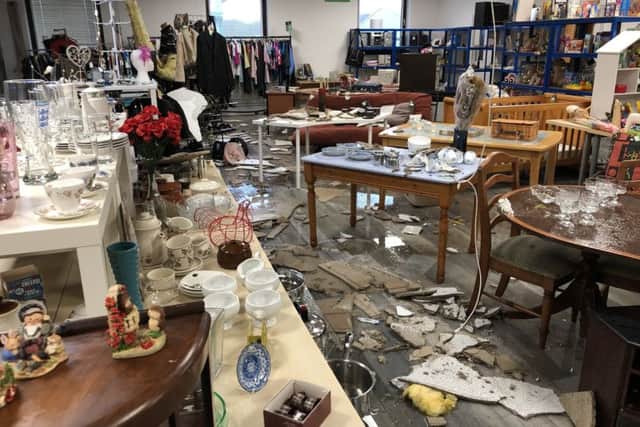 Some of the flood damage at the Lancaster Area Search and Rescue charity shop on the Lansil Industrial Estate.