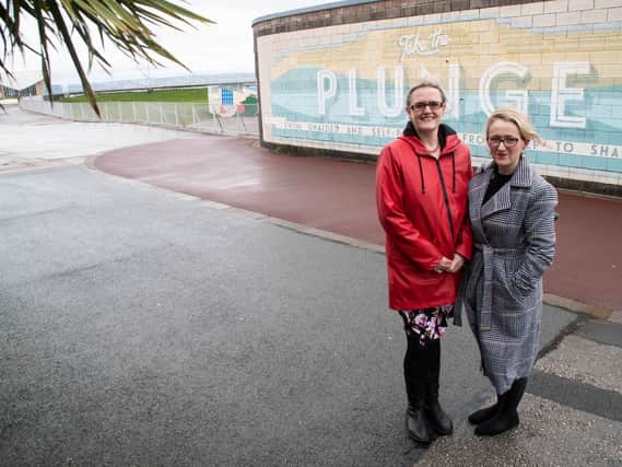 Shadow business secretary Rebecca Long Bailey MP at the site of the proposed Eden North project with Labour's parliamentary candidate for Morecambe & Lunesdale, Lizzi Collinge.