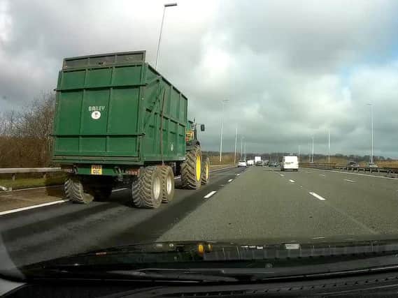 The tractor was travelling at around 40mph on the M6 northbound near junction 31 (Preston, Longridge) on Monday, March 11.