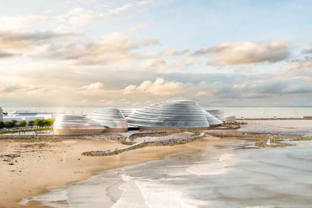 An artists impression of Eden Project North, a proposed new attraction for Morecambe . Credit: Grimshaw Architects