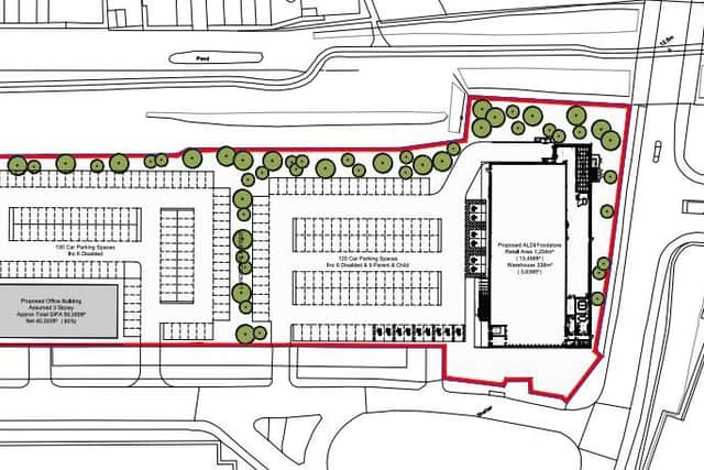 The proposals for a new office block for Axa Insurance, and a new Aldi store in Ovangle Road