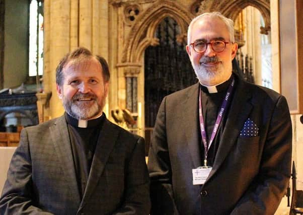 Michael Everitt with Michael Hampel, Vice-Dean and Canon Precentor of Durham Cathedral.