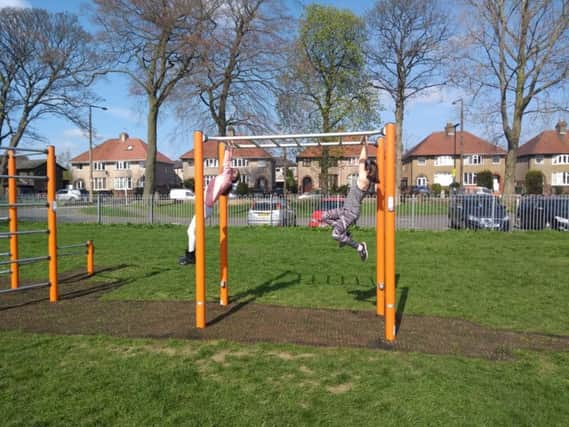 Monkey bars at the outdoor gym
