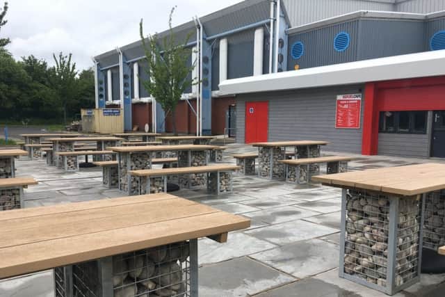 The Refuel cafe and outdoor seating area