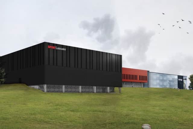 The North Western prespective of Lancaster University's new £6m sports hall.