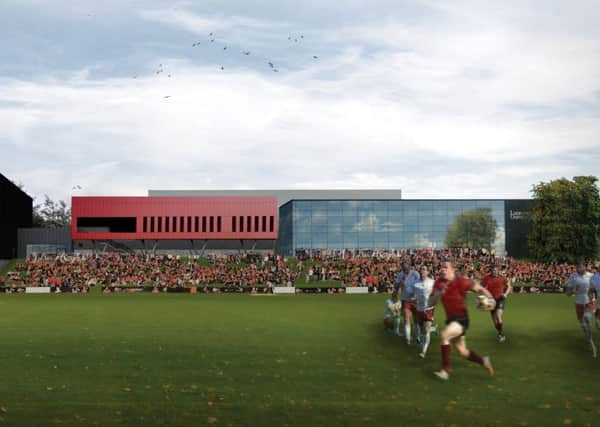 The Western elevation perspective of Lancaster University's new £6m sports hall.