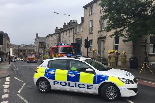 Emergency services at Jo & Cass in Lancaster on Saturday. Image: BBC Radio Lancashire