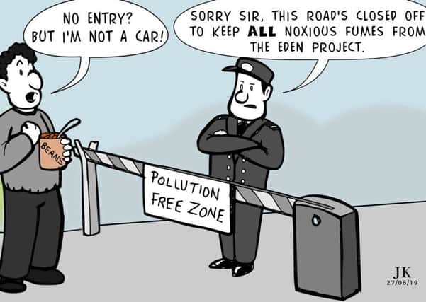 Car-free zone plan for Eden Project North, Cartoon by Jack Knight