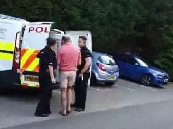 The 46-year-old's arrest was broadcast on Facebook Live after he was snared by 'paedophile hunters' in Lancaster on July 7. Credit: North West Hebephile Hunters