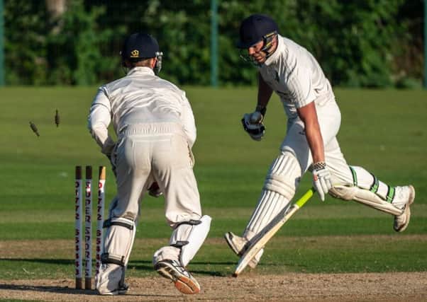 Fleetwood's Zack Coultas is run out     Picture: Tim Gilbert/Preston Photographic Society
