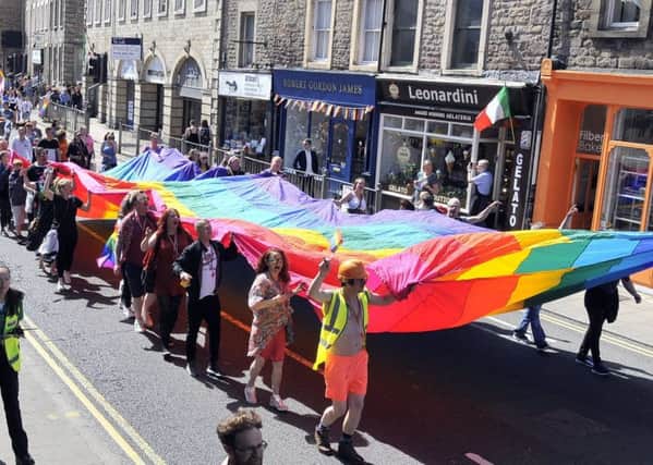 The colourful streets of Lancaster during Pride last month.