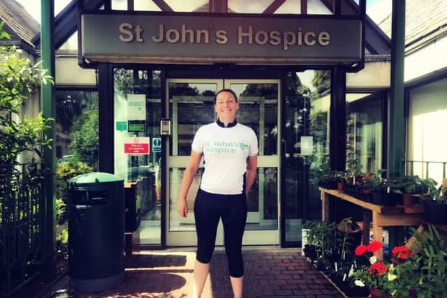 Rachael Edmonds arrives back at St John's Hospice.