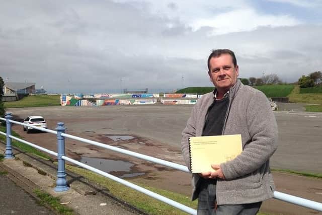 Ian Hughes in front of the former Dome site in Morecambe