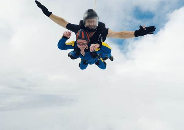 Abbeyfield care home resident turned adrenaline seeker Adeline Franken completed a skydive at Cark airfield in Cumbria.
