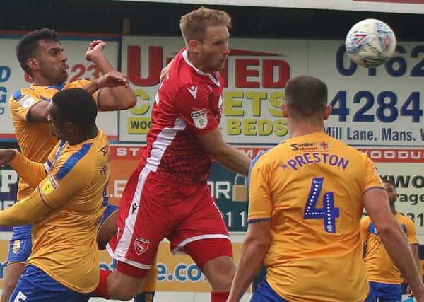 Steve Old scored both Morecambe goals in Tuesday night's game at Mansfield Town