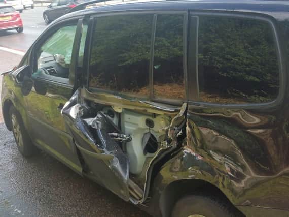 One of five cars involved in a crash on the M6 northbound between junctions 30 and 31 on Monday, August 19