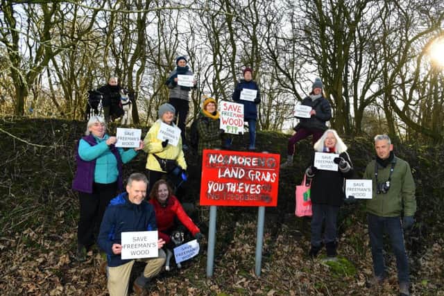 Photo Neil Cross
Councillors and residents protesting against housing plans on Freeman's Wood in Lancaster