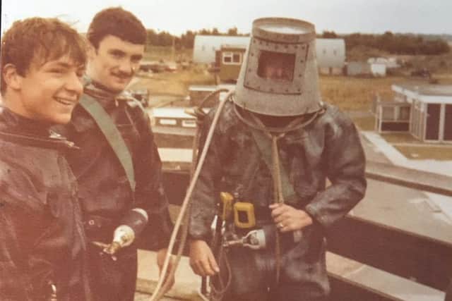 Early days on the Royal Engineers basic diving course in 1981.