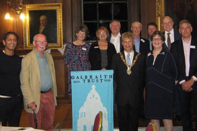 Trustees past and present, and guests - Back row: Sue Parish, Shirley Wilson, Austin Staunton, Kevin Goodall, Gary Rycroft. Front row: Yak Patel,  Peter Crowther, Mayor of Lancaster Coun David Whittaker, Fiona Gordon and Richard Bowker.