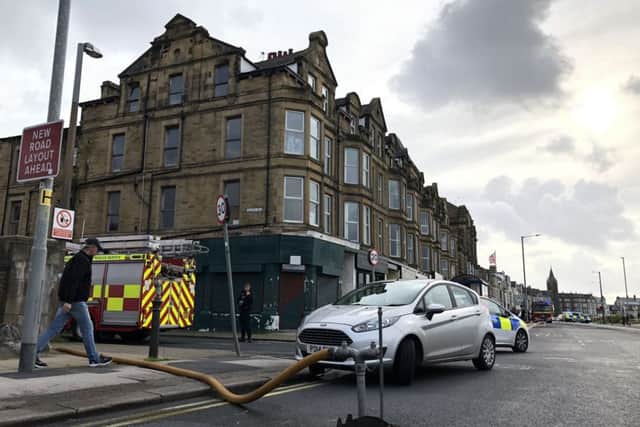 Emergency services at the scene of a fire at the Gordon Working Mens Club in Morecambe. Picture by TB.