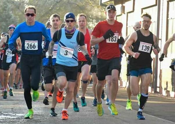 The start of Garstang Running Club's 10-mile race from Myerscough College