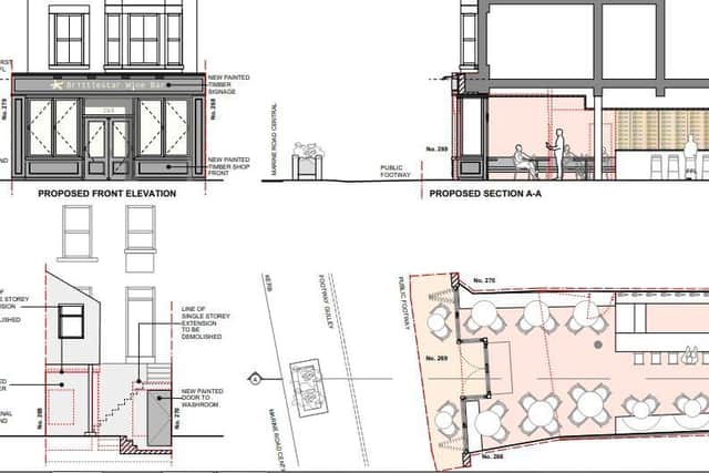 Floor plans for the new wine bar in Morecambe. Toilets would be located at the back of the premises.