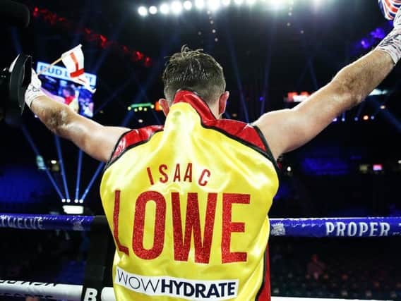 Isaac Lowe salutes the crowd. Picture: Mikey Williams/Top Rank