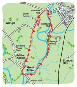 Map for Rural Life walk around Great Mitton