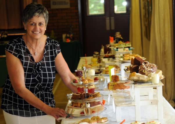 Carole Gray with her 1st in the Afternoon Tea for two entry into Grimsargh Flower, Produce and Handicraft Show