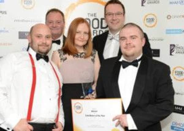 The Aspect Bar and Bistro team with their Best Bistro in England and Wales award. Left to right, head chef Gavin Riley, Ian Harrington, Judy Edmondson, manager Paul Bury and restaurant manager Ed Selman.