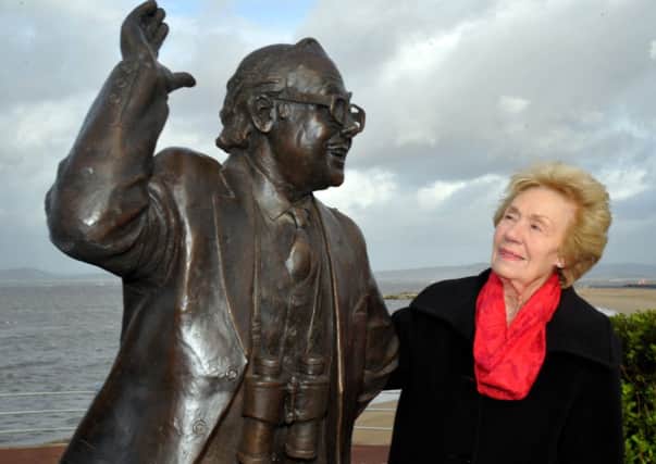 Eric Morecambe's widow Joan with the statue.