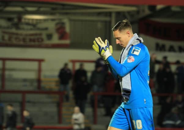 Scott Davies bids farewell to the Morecambe fans at the end of his loan spell. Picture: Matt Rushton