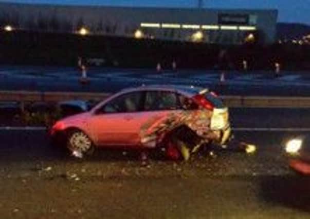 Scene of the crash on the M6 near Carnforth.