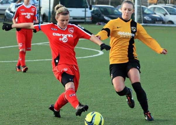 Laura Callis in action for Morecambe Ladies against Chorley in the Lancashire Cup semi-final. Picture: Ken Chapman