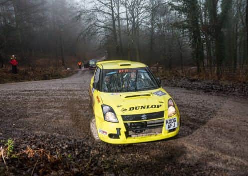 Tom Woodburn and Tom Walster in action at the Wyedean Forest Stages Rally. Picture: Jamie Blandford - Grit Pics