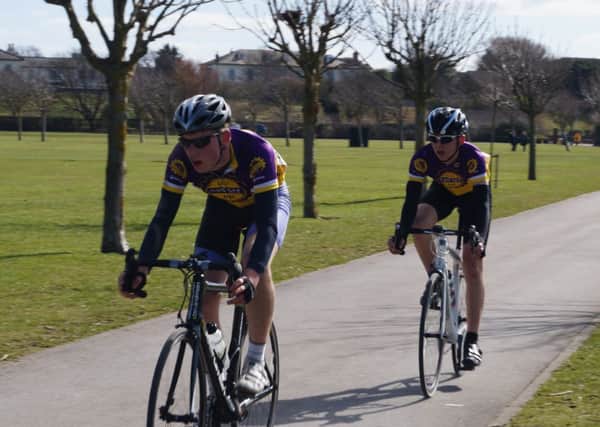 Salt Ayre Cog Set riders George Wharton and Elliot Reed in action at the Dolan Series in Southport.