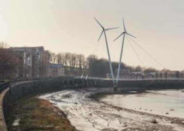 How the wind turbines would look on Millennium Bridge. Picture: Declan Kelly.