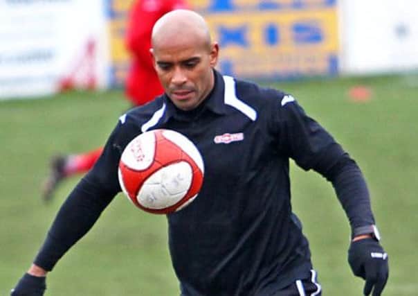 Trevor Sinclair was a late substitute for Lancaster City at Prescot Cables.