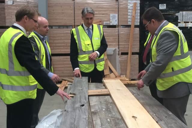 Philip Hammond, Foreign Secretary, visits Havwoods flooring company in Carnforth on Tuesday.