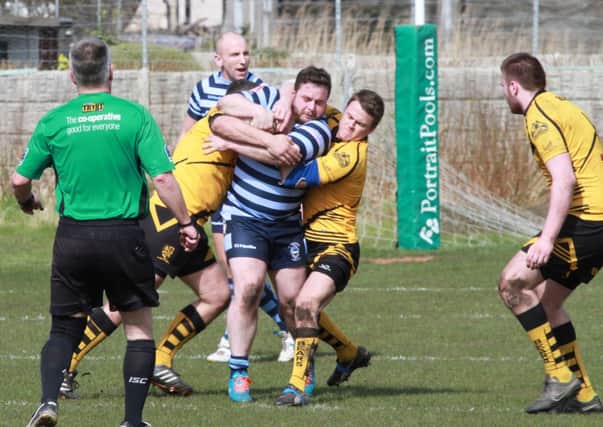 Matty Short comes under pressure from the Ashton Bears defence. Picture: Lauren Helme