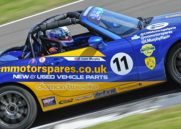 Liam Murphy in action at Silverstone in the BRSCC Mazda MX5 Supercup Championship. Picture: Jon Elsey.