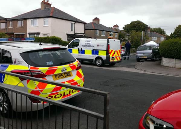 The scene of the incident in Heysham village is cordoned off by police.