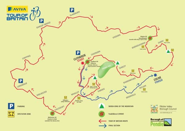 The full Pendle and the Ribble Valley route for Stage Two of the Aviva Tour of Britain. (S)