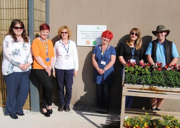 Head of faculty Maggie Dodd, programme area manager Victoria Bond, director of curriculum Helen Deacon, horticulture tutor Viv Preston and Roxie Curley and Neil Cook from the Animal Studies team.