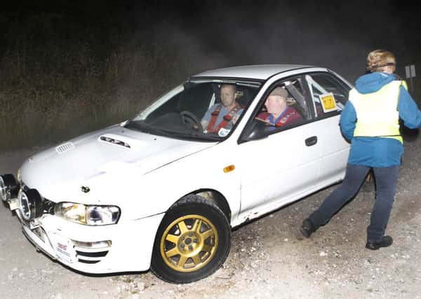 Simon Harrison/Dave Pedley - Subaru  in dust at a control.