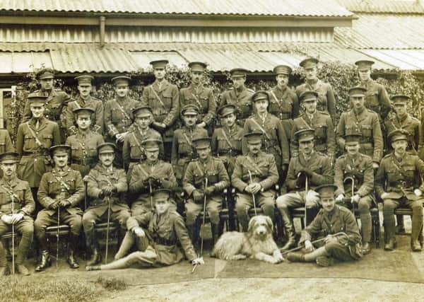 Officers of the 6th South Lancashires at Aldershot before sailing to Gallipoli. Captain Clement Attlee, the future Prime Minister, is 2nd from the right in the front row.
