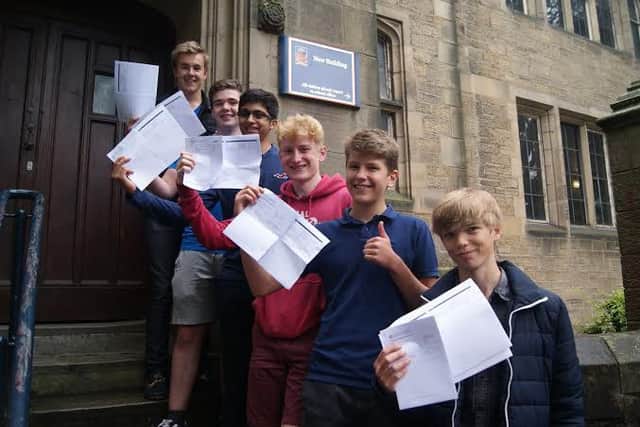 LRGS boys celebrate their GCSE results.
